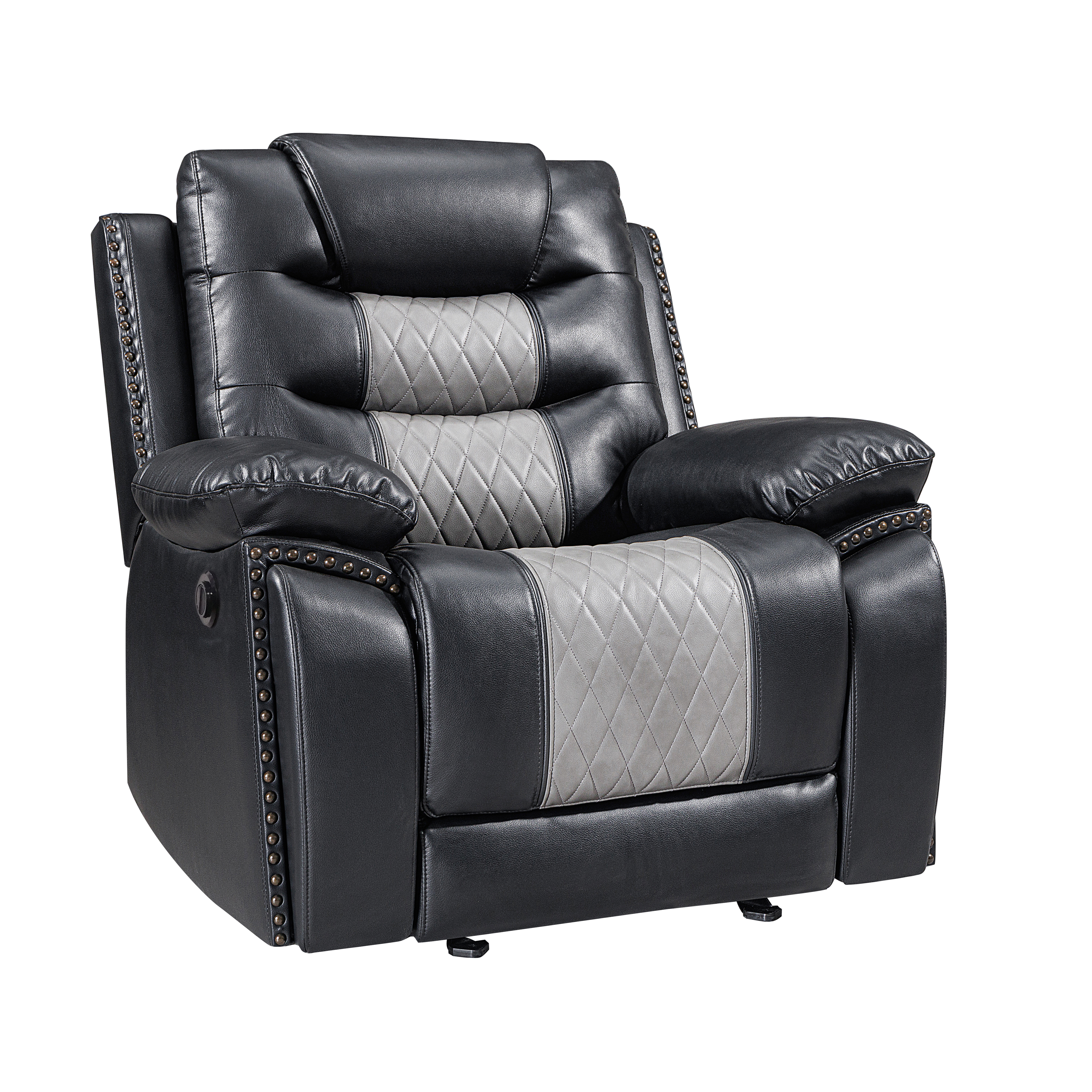 New Classic Furniture Nikko Black Gray Power Glider Recliner