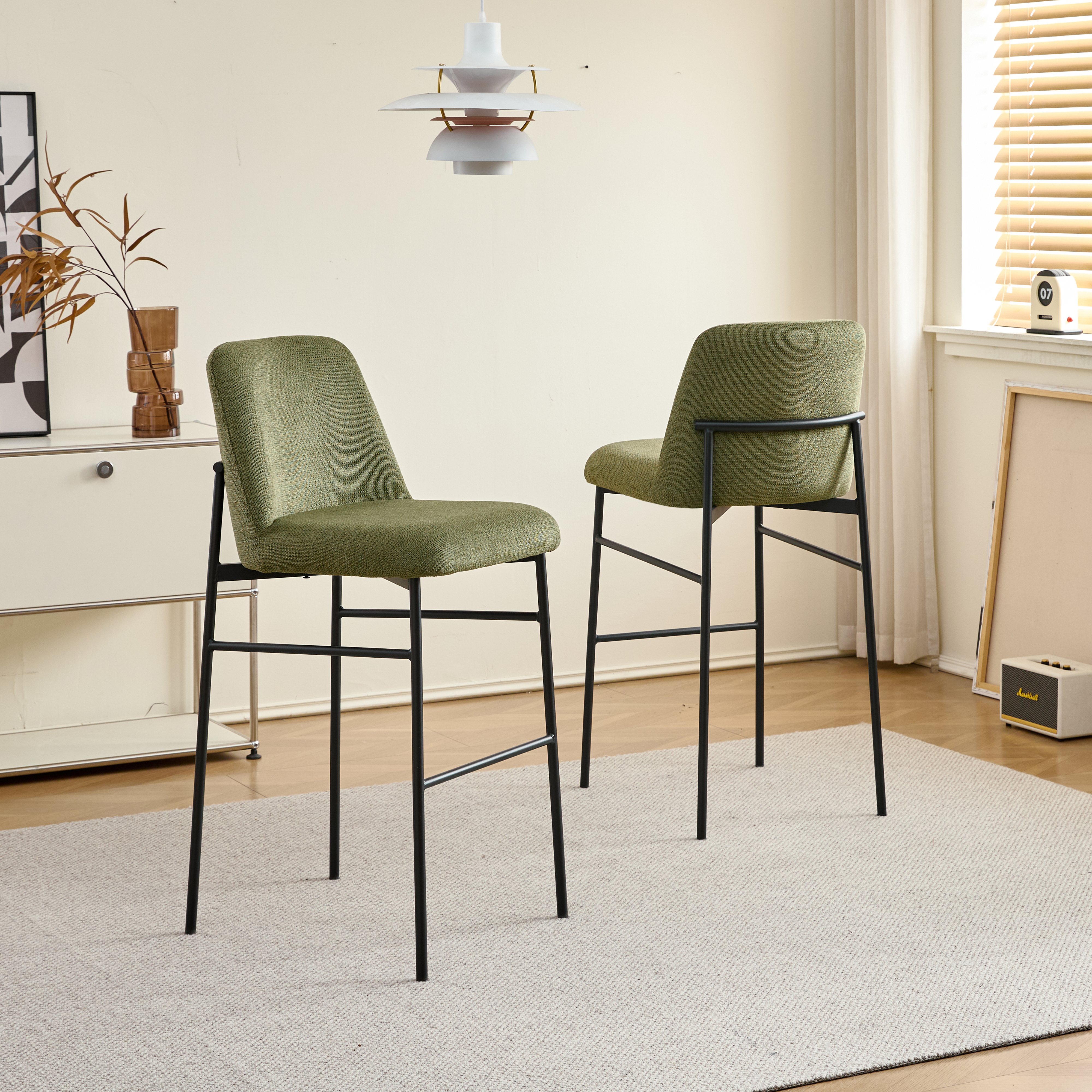 2 New Classic Furniture Erik Green Black Bar Chairs NCF-STH4023-BS-GRN