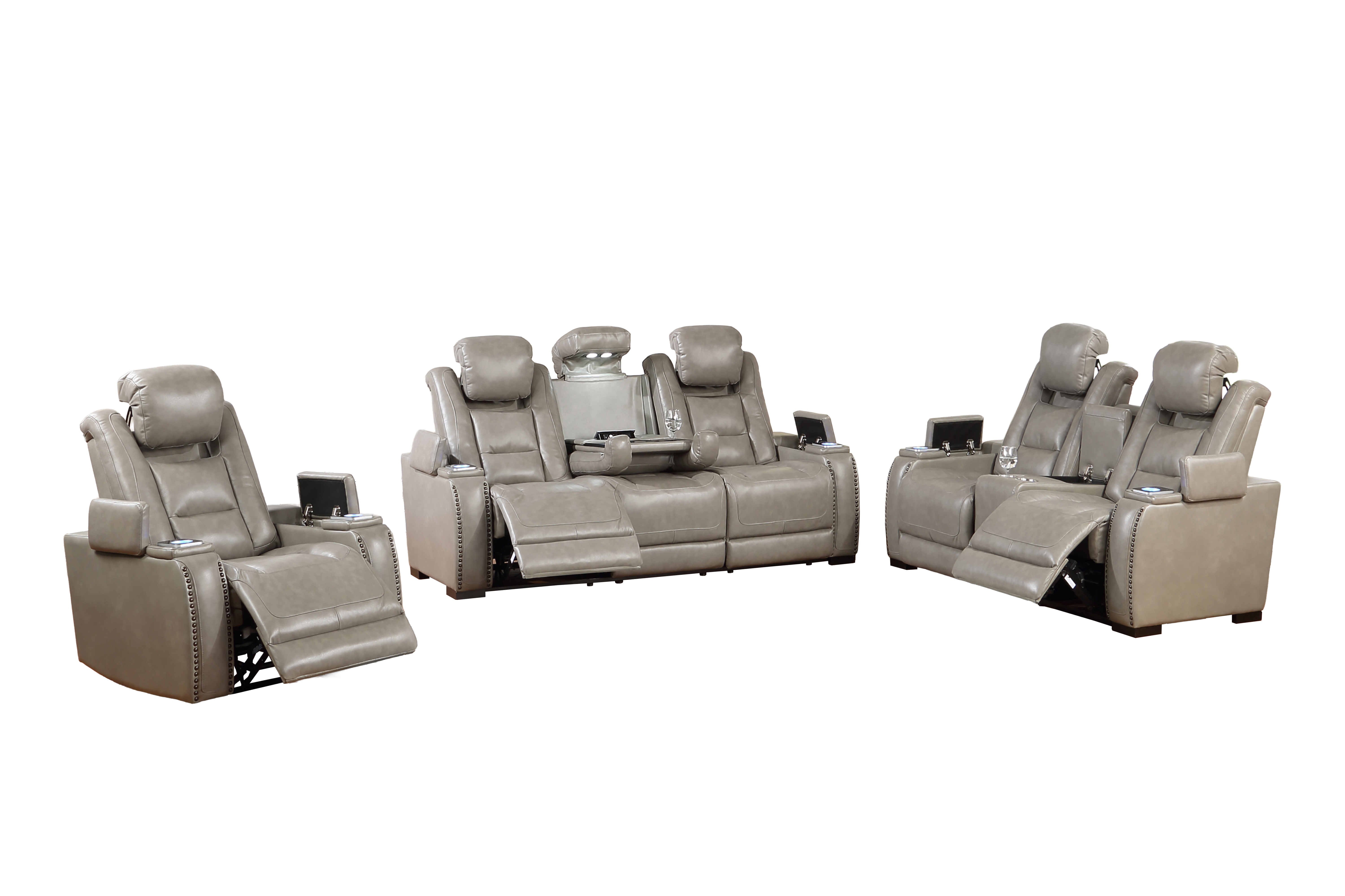 New Classic Furniture Breckenridge Il Gray 3pc Power Living Room Set