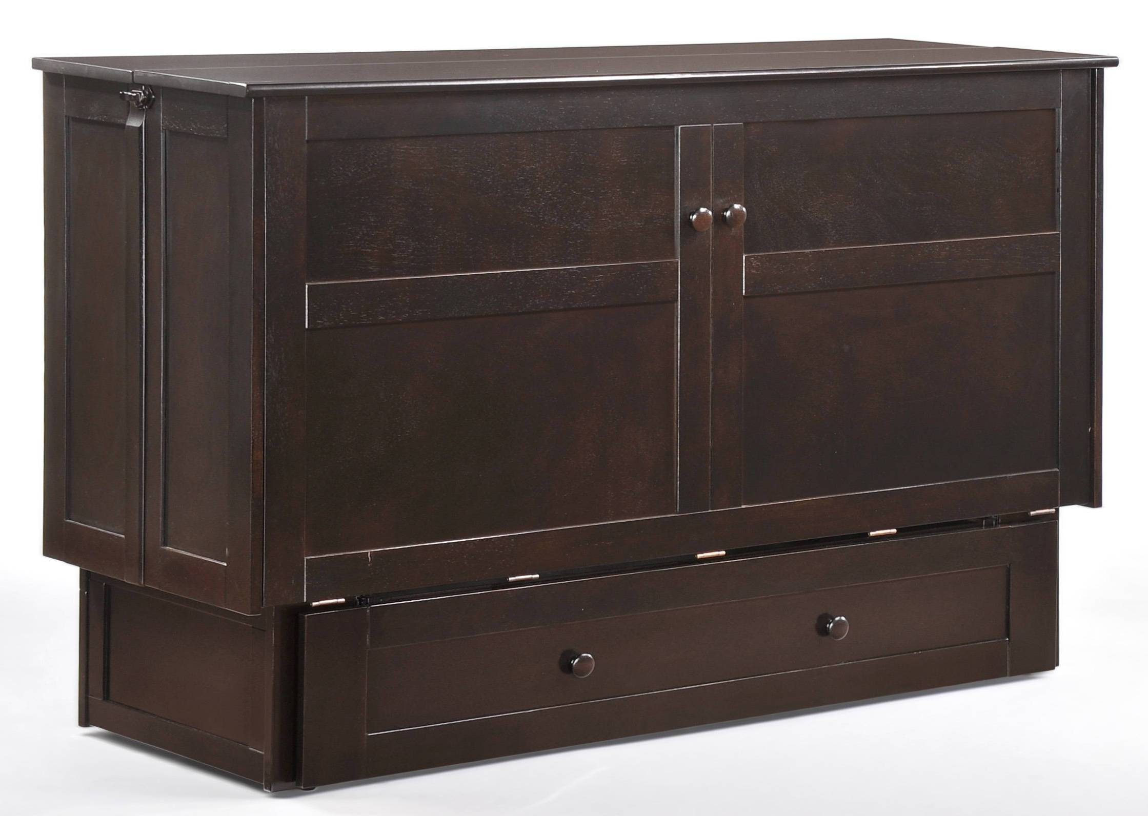 Night and Day Furniture Clover Dark Chocolate Murphy Cabinet Bed with Mattr...