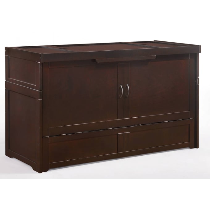 Night and Day Furniture Cube Chocolate Murphy Cabinet Bed with Mattress