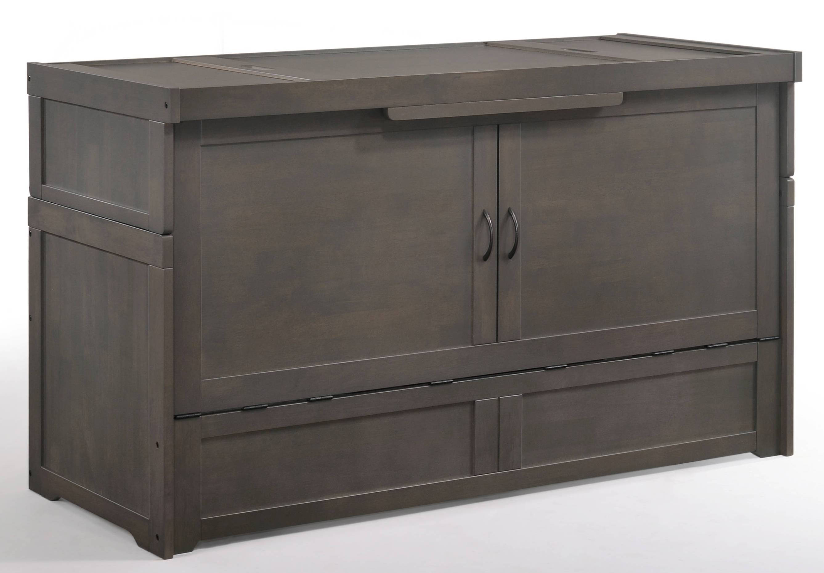 Night and Day Furniture Cube Stonewash Murphy Cabinet Bed with Mattress