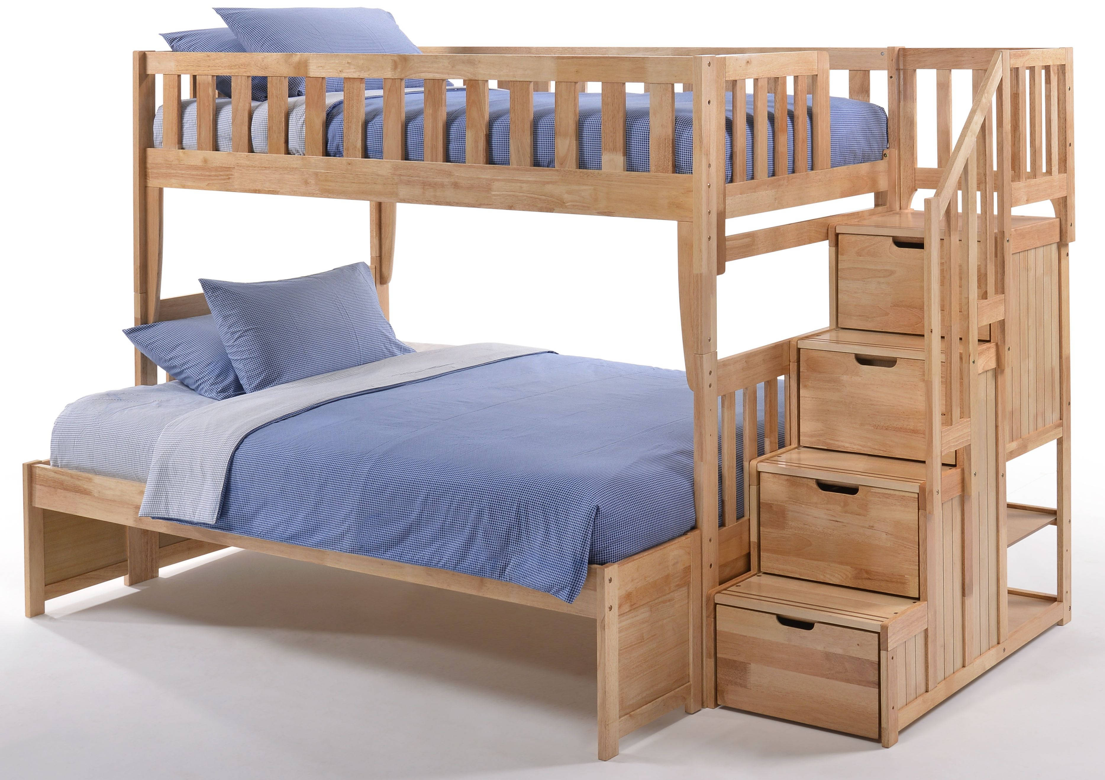 Night And Day Furniture Peppermint Natural Twin Over Full Stair Bunk Bed