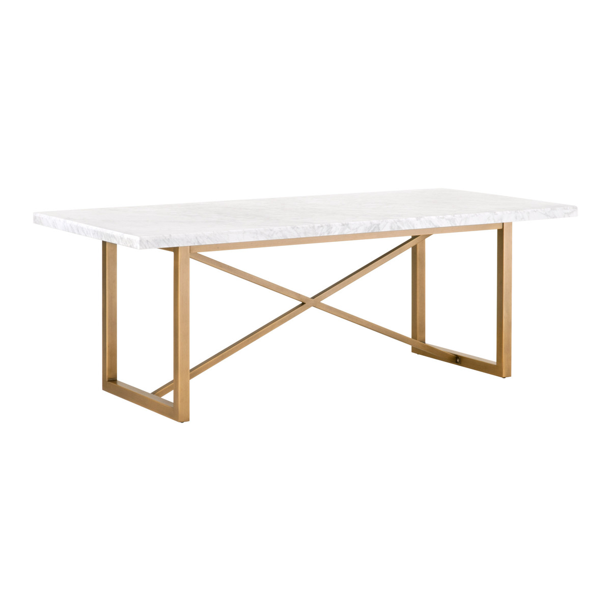 Essentials For Living Carrera White Brushed Gold Dining Table
