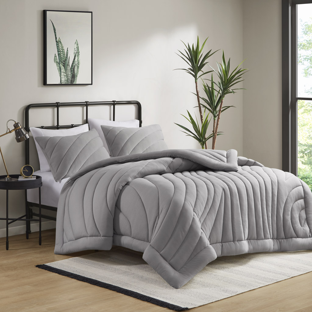 Olliix Urban Habitat Juniper Gray Full Queen Comforter Set