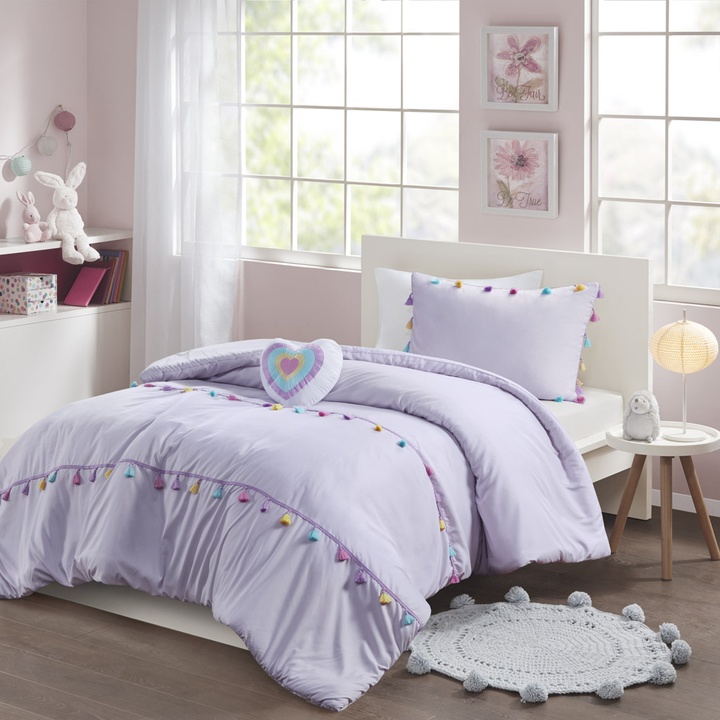 Olliix Mi Zone Kids Tessa Lavender Twin Comforter Set with Throw Pillow