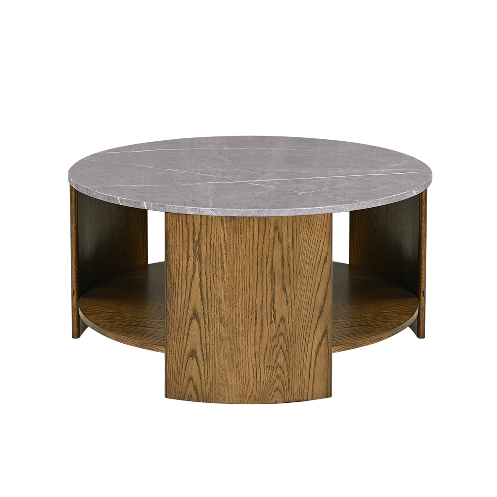 Olliix INK IVY Keegan Oak Marble Round Coffee Table