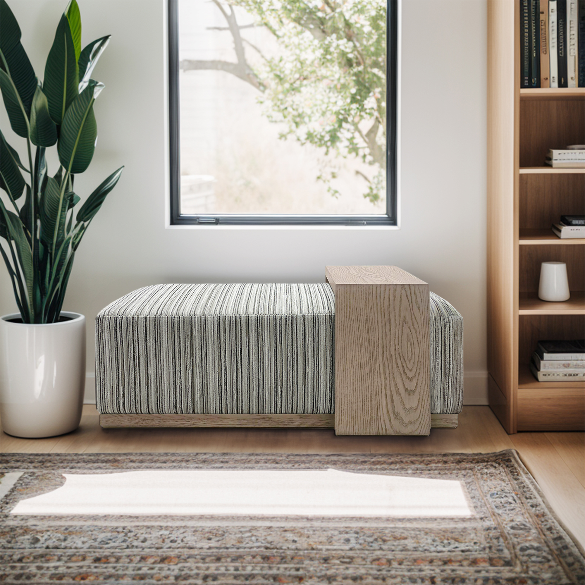 Olliix Chapel Hill Peggy Fabric Bench Cocktail Ottoman With Table