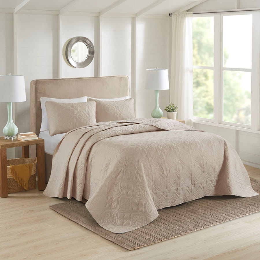 Olliix 510 Design Oakley Khaki King Cal King 3pc Reversible Bedspread Set