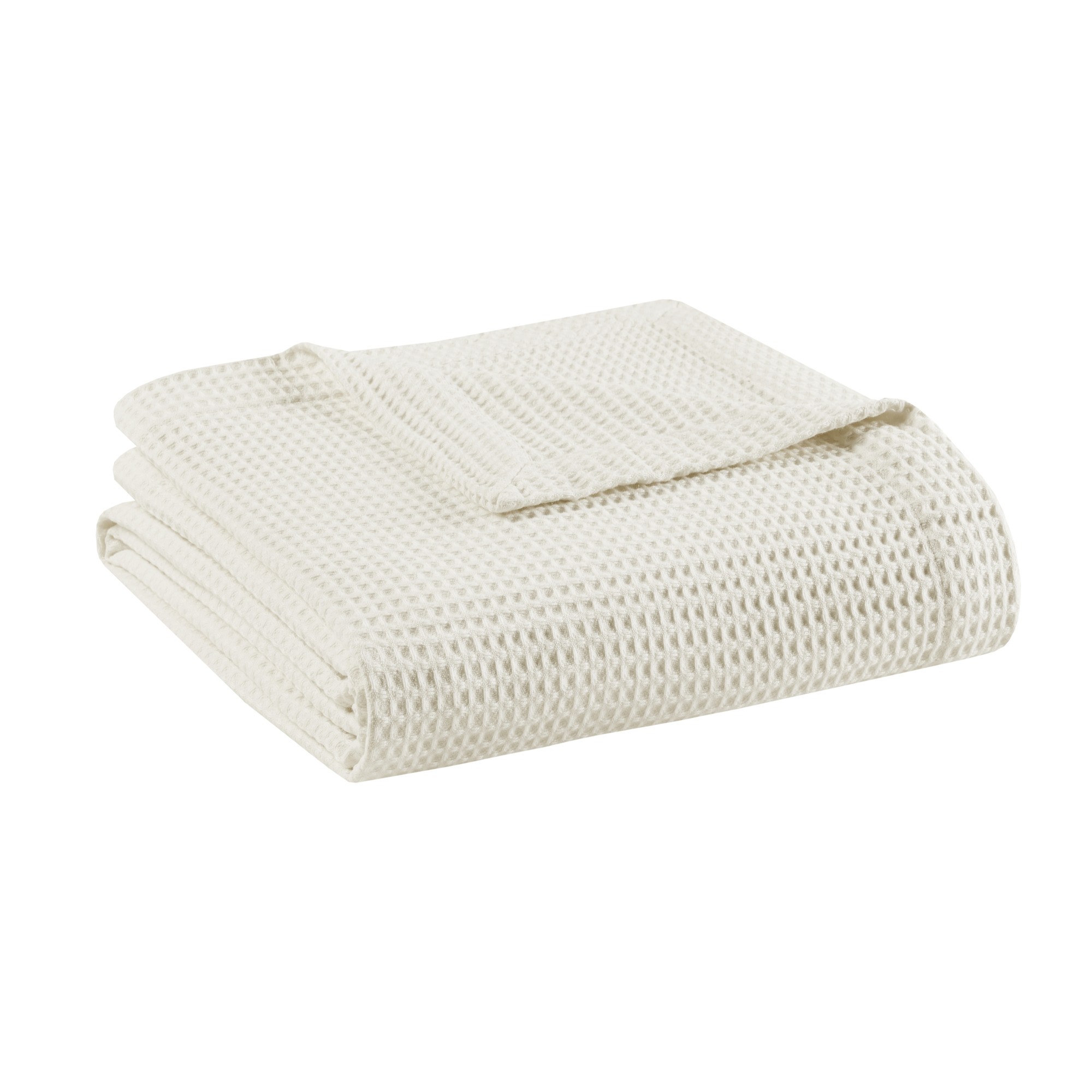Olliix Beautyrest Cotton Waffle Weave Ivory King Blanket