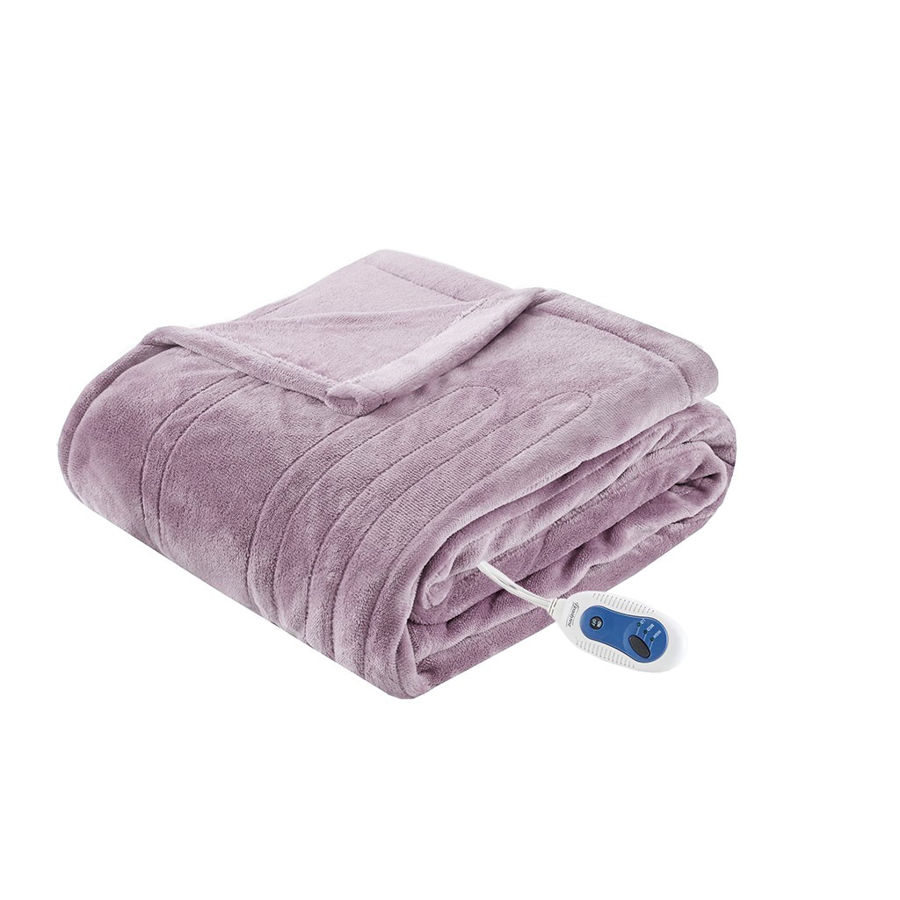 Olliix Beautyrest Heated Plush Lavender Throw