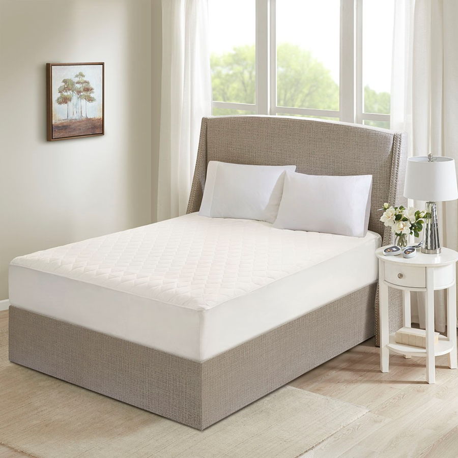Olliix Beautyrest Cotton White Twin XL Heated Mattress Pad