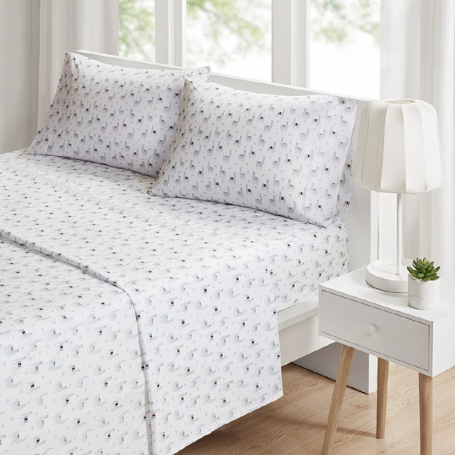 Olliix Intelligent Design Novelty Grey Microfiber Queen 4pc Sheet Set