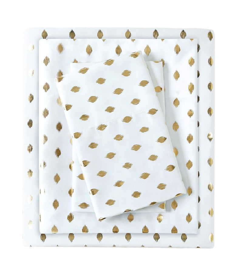 Olliix Intelligent Design Metallic Dot White Gold Twin XL 3pc Sheet Set