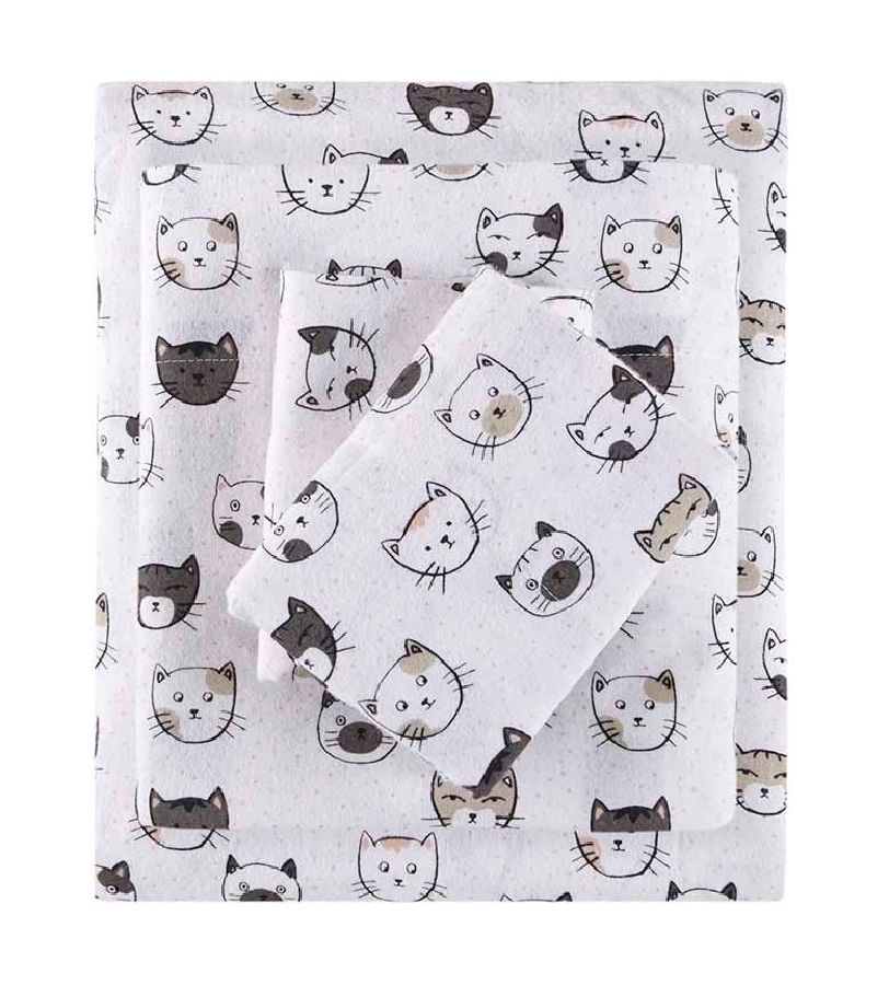 Olliix Intelligent Design Cozy Soft Grey Pink Cotton Flannel Twin XL 3pc Sh...