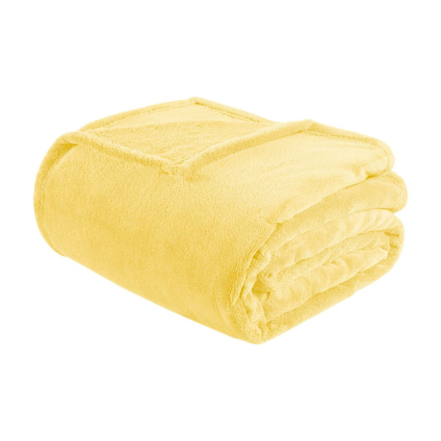 Olliix Intelligent Design Microlight Plush Yellow King Oversized Blanket