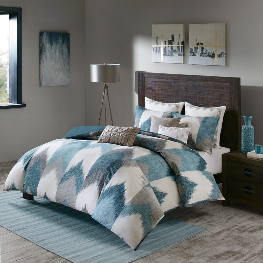 Olliix INK IVY Alpine Aqua Full Queen 3pc Comforter Mini Set