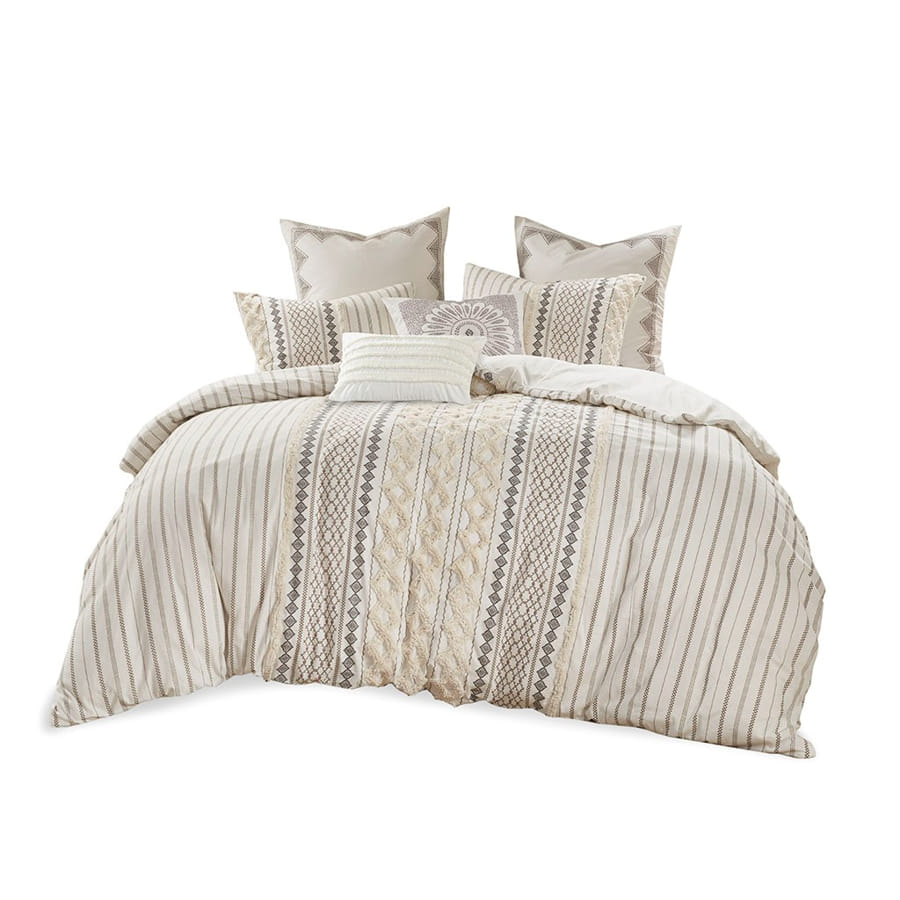 Olliix INK IVY Imani Ivory Full Queen Cotton Duvet Cover Set