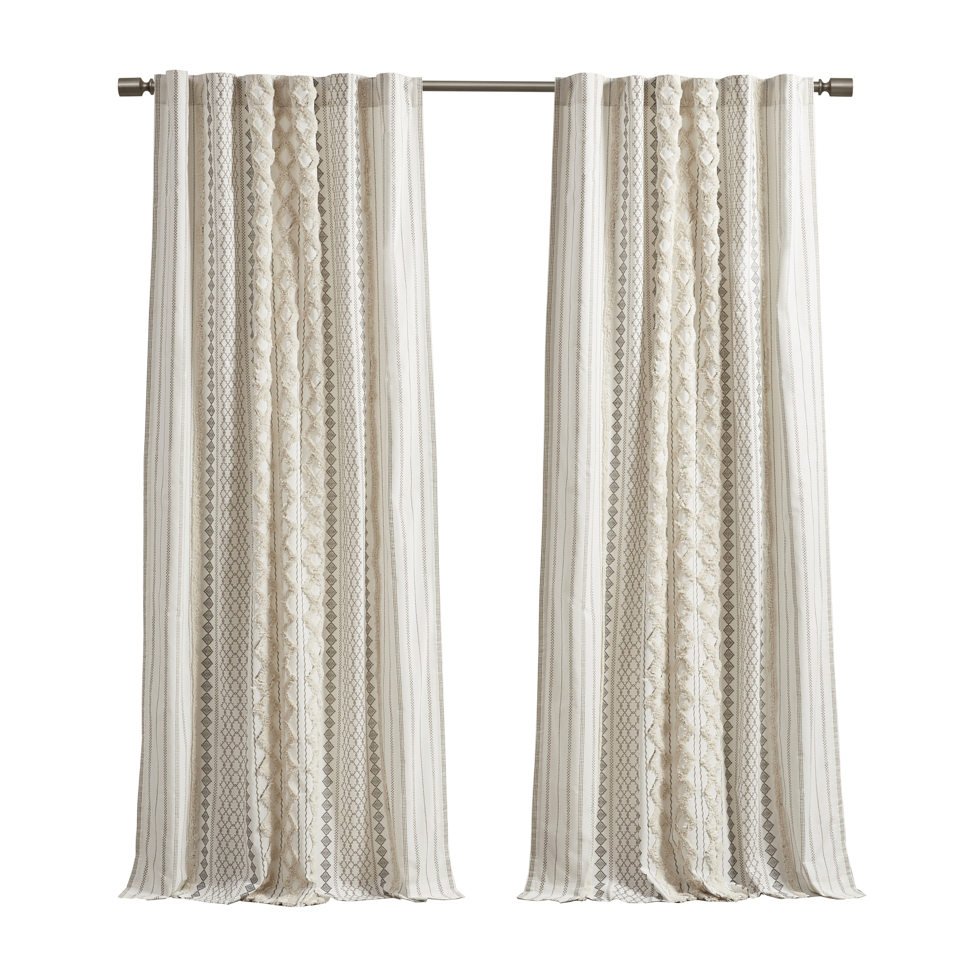Olliix INK IVY Imani Ivory Cotton Printed Curtain Panel - 84 X 50