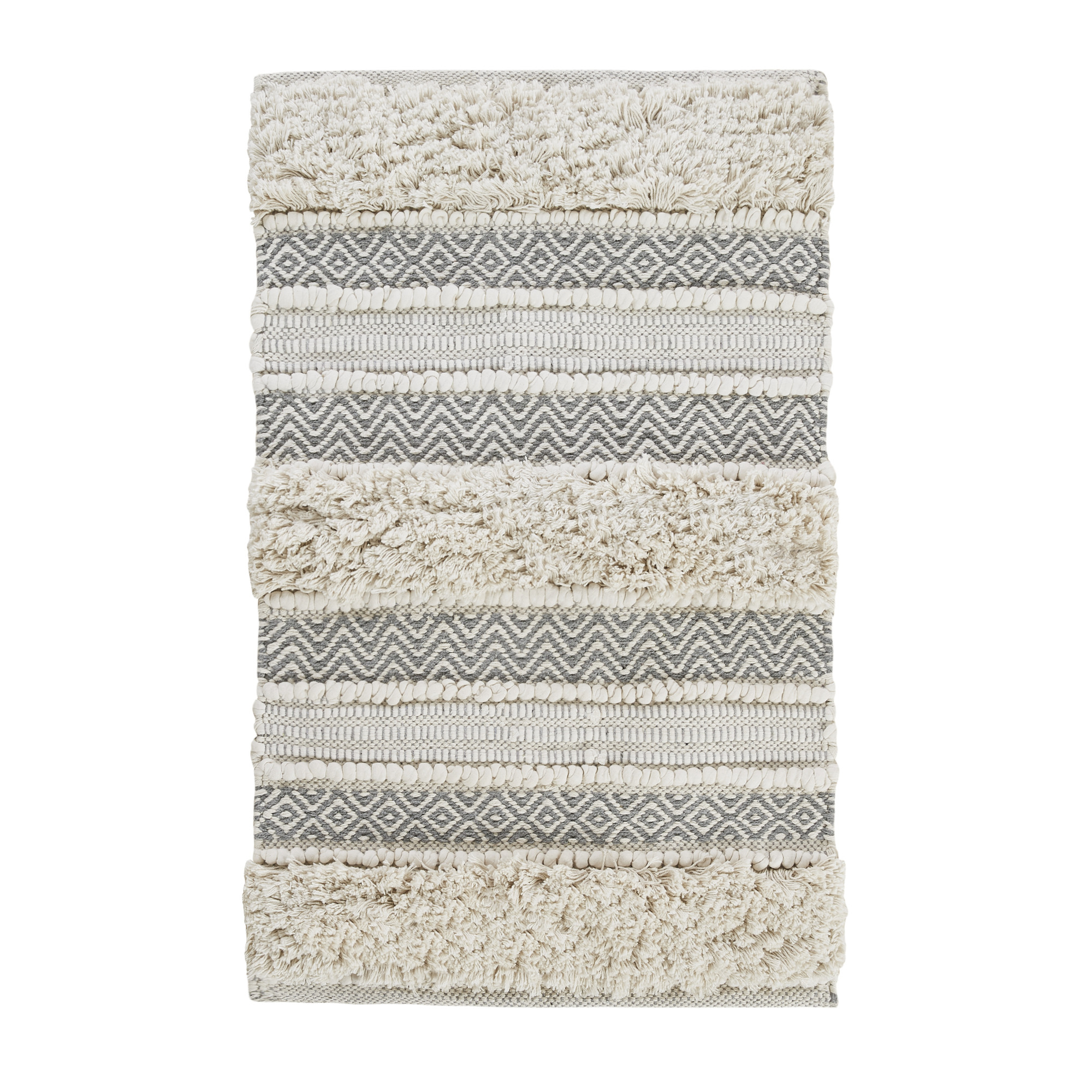 Olliix INK IVY Asher Grey Woven Texture Stripe Bath Rug