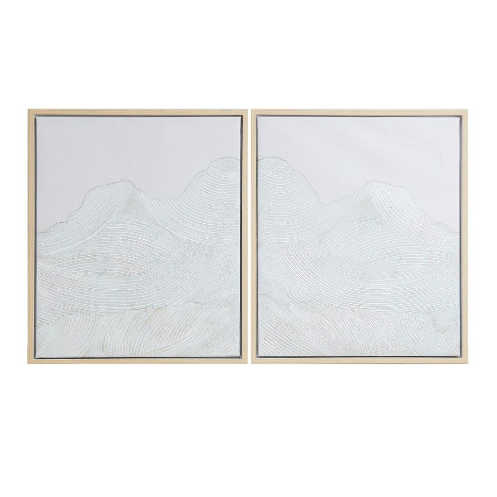Olliix INK IVY Desert Serenity Ivory Hand Embellished Abstract 2pc Framed C...