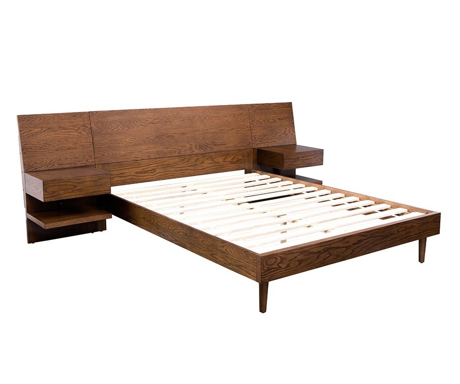 Olliix INK IVY Clark Pecan King Bed with 2 Nightstand