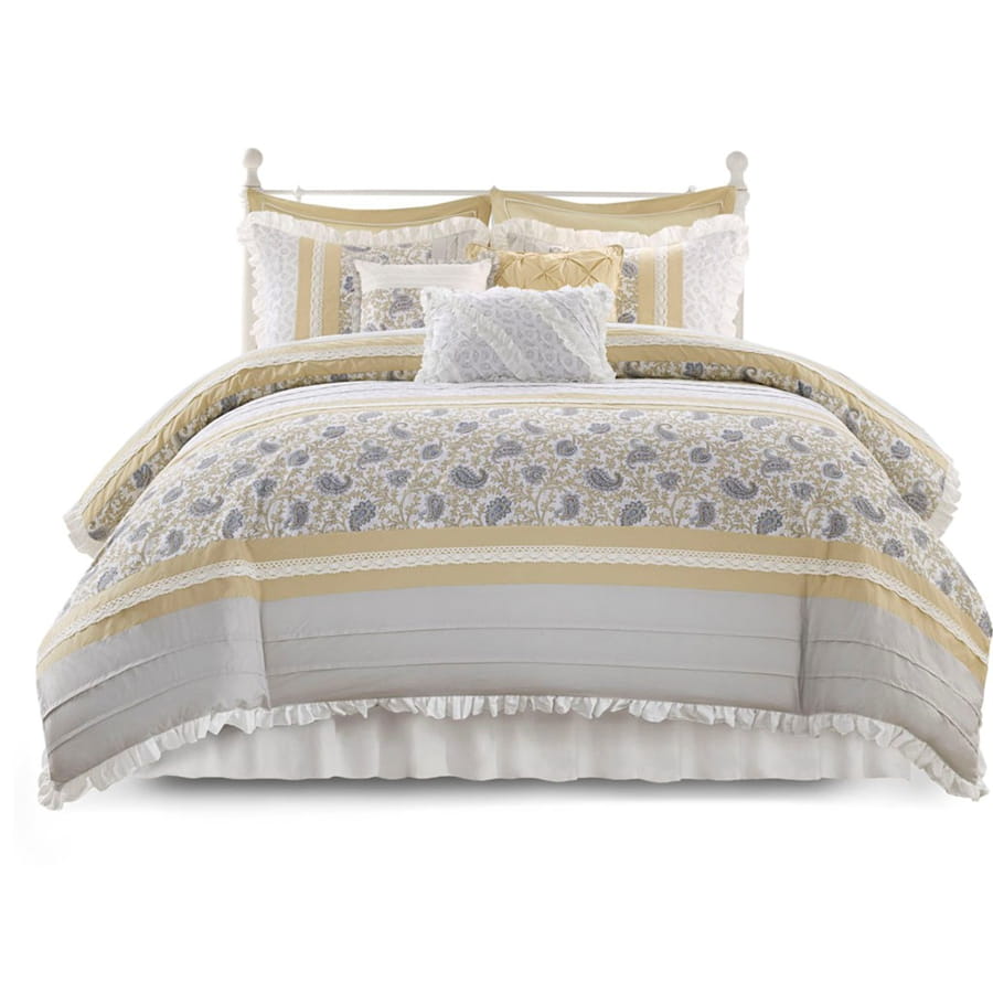 Olliix Madison Park Dawn Yellow King 9pc Comforter Set