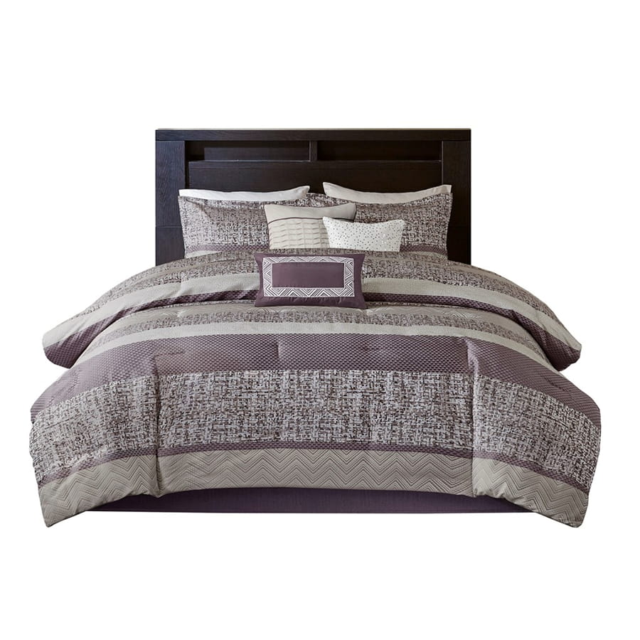 Olliix Madison Park Rhapsody Purple Cal King 7pc Jacquard Comforter Set