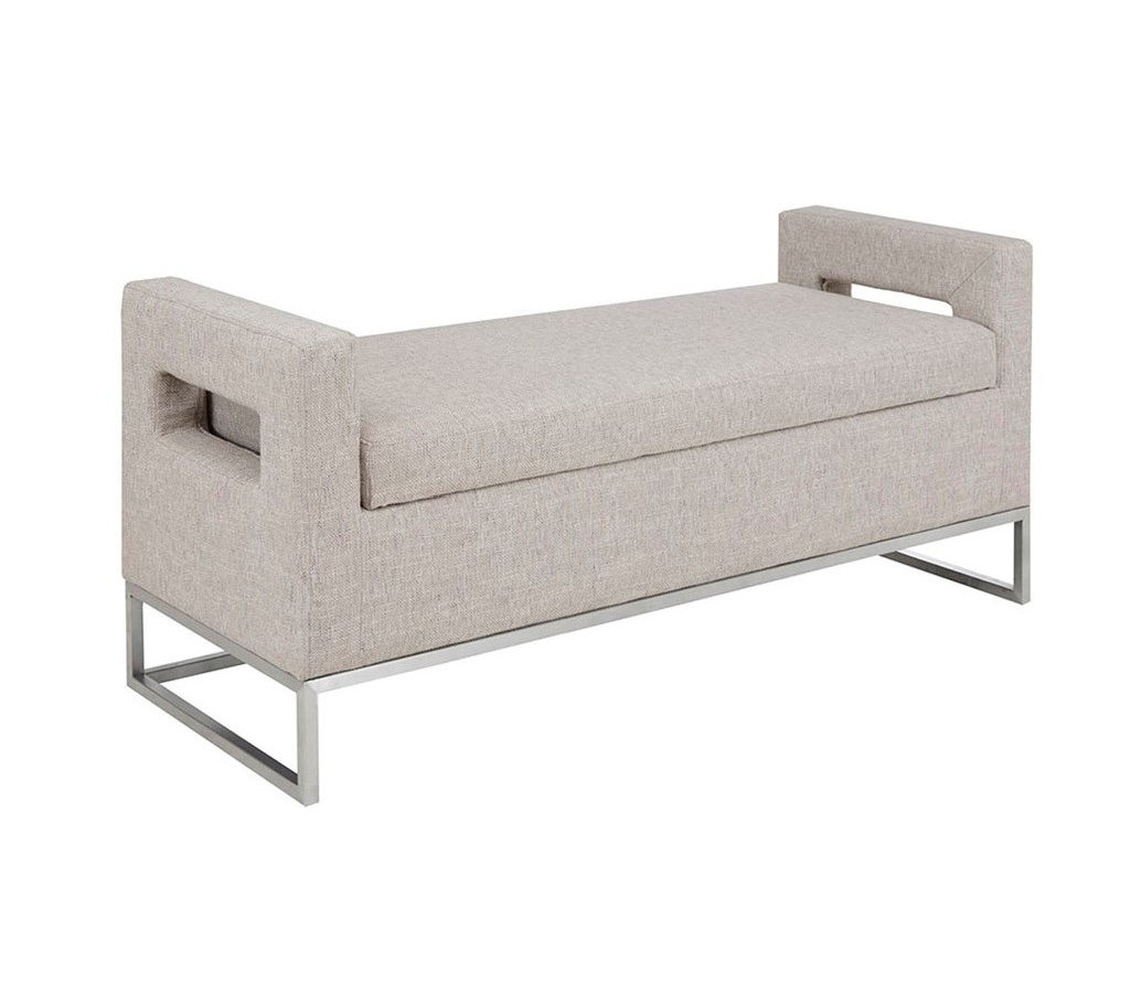 Olliix Madison Park Crawford Grey Soft Close Storage Bench