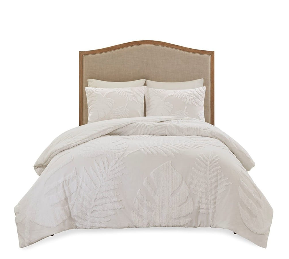 Olliix Madison Park Bahari Off White King Cal King 3pc Tufted Cotton Chenil...