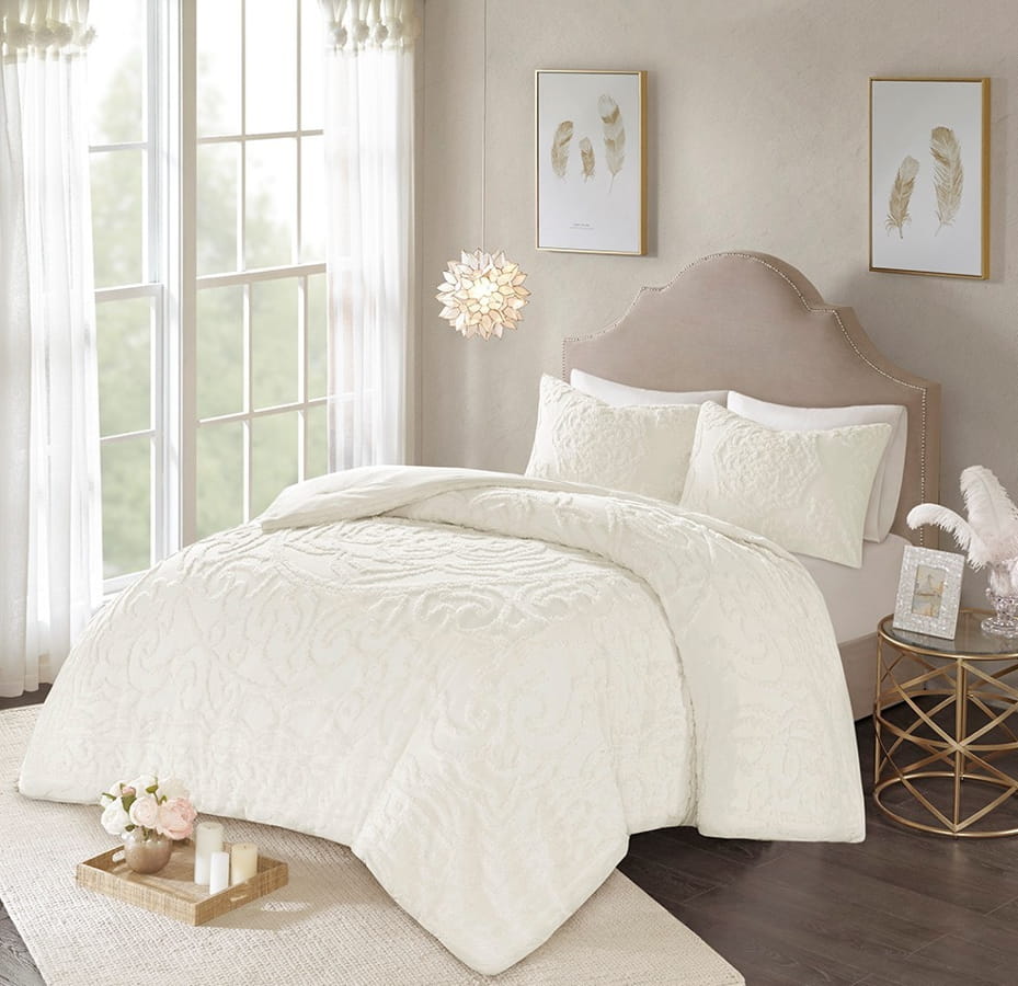 Olliix Madison Park Laetitia Off White King Cal King 3pc Duvet Cover Set
