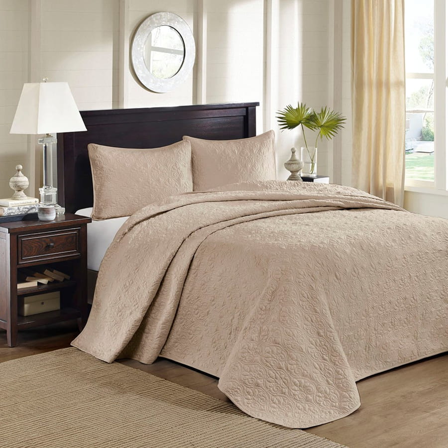 Olliix Madison Park Quebec Khaki Queen Reversible Bedspread Set