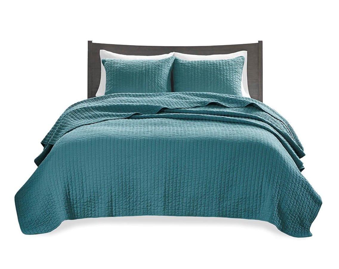 Olliix Madison Park Keaton Teal Twin Twin XL 3pc Quilt Set
