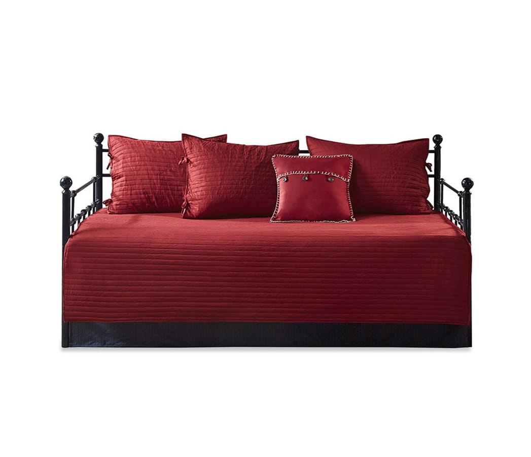 Olliix Madison Park Ridge Red 6pc Reversible Daybed Cover Set