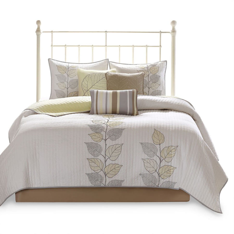 Olliix Madison Park Caelie Yellow Full Queen 6pc Embroidered Quilt Set OLIX-MP13-775 Olliix Madison Park Caelie Yellow Full Queen 6pc Embroidered Quilt Set OLIX-MP13-775