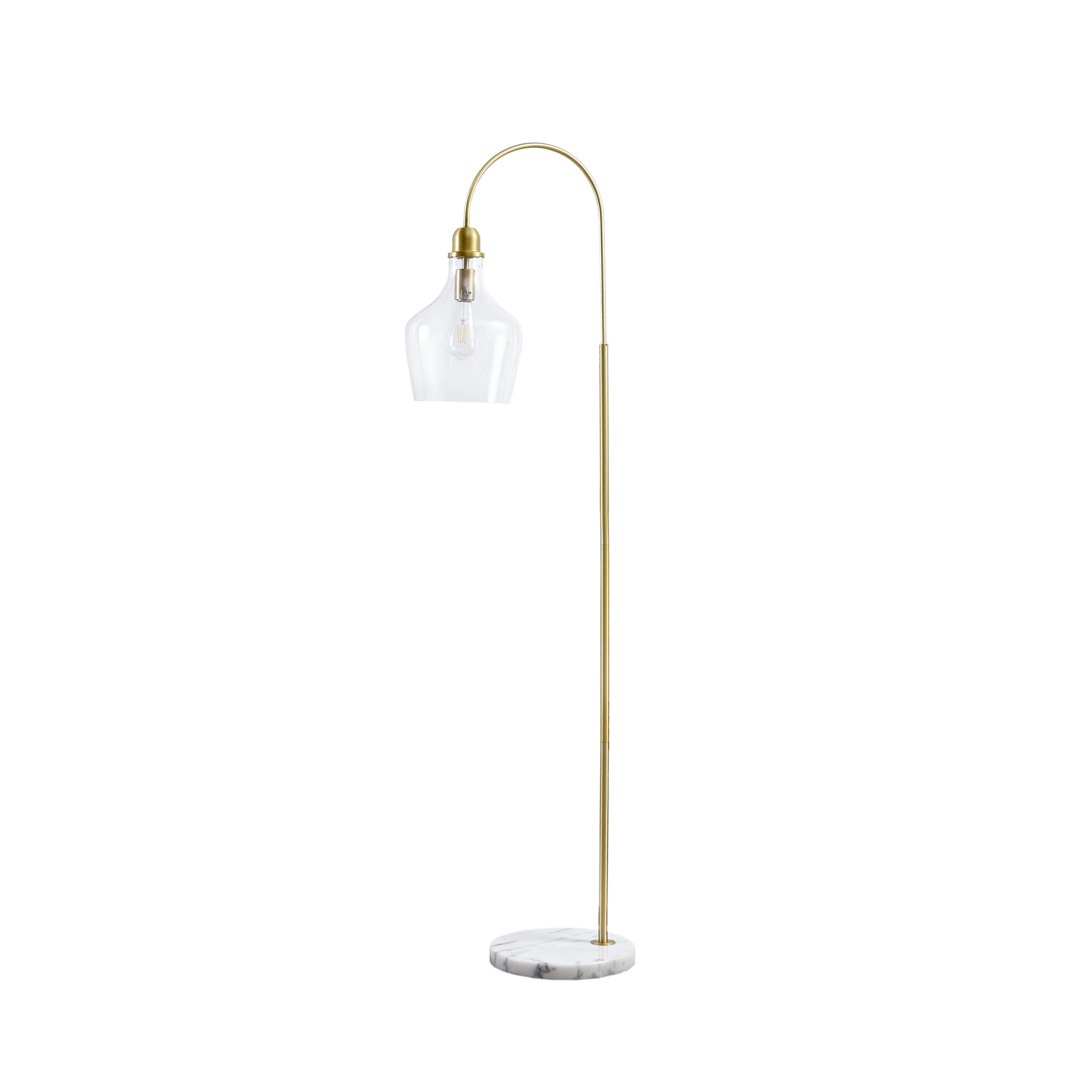 Olliix Hampton Hill Auburn Gold Arched Floor Lamp with Marble Base