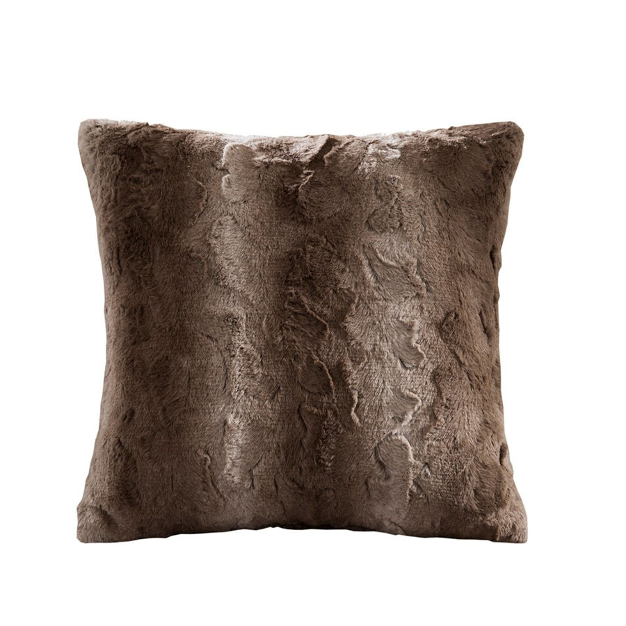 Olliix Madison Park Zuri Tan Faux Fur Square Pillow