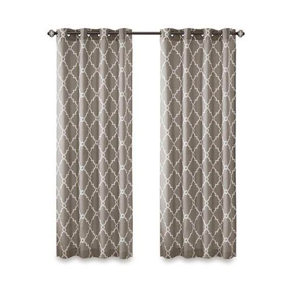 Olliix Madison Park Saratoga Grey White Grommet Top Window Curtain Panel - ...