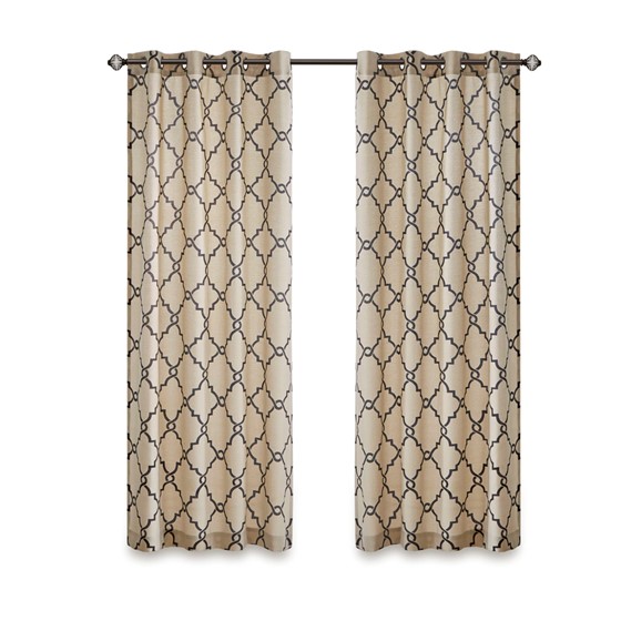 Olliix Madison Park Saratoga Khaki Black Grommet Top Window Curtain Panel -...
