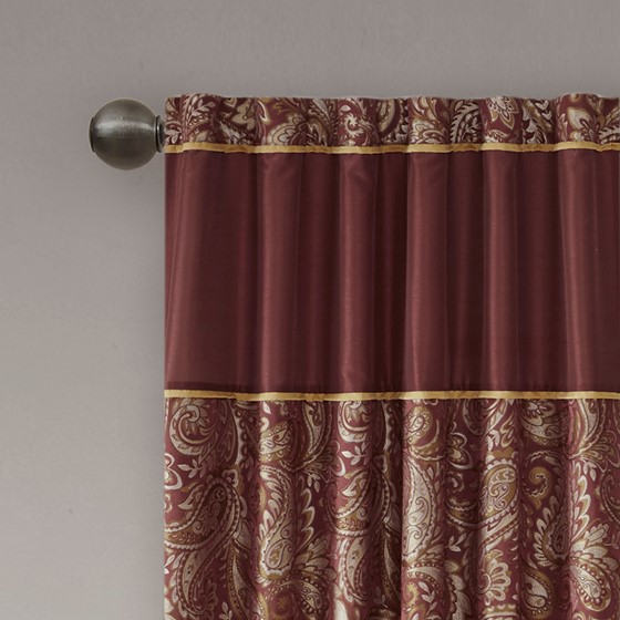 Olliix Madison Park Aubrey Burgundy Curtain Panel Pair - 84 x 50