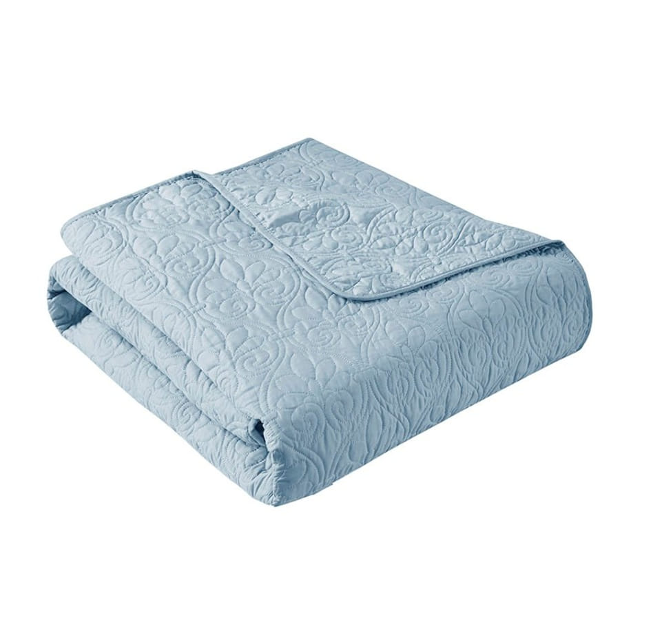 Olliix Madison Park Quebec Blue Oversized Quilted Throw