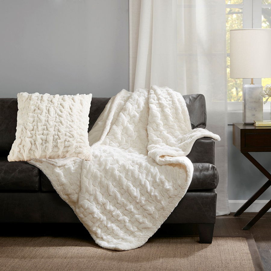 Olliix Ruched Fur Throw - Thumbnail 2