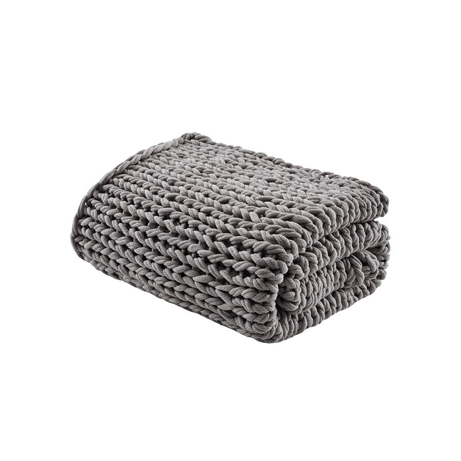 Olliix Madison Park Chunky Double Knit Charcoal Handmade Throw