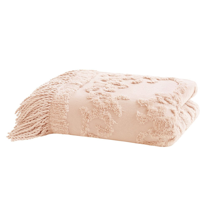 Olliix Madison Park Chloe Blush Chenille Tufted Throw