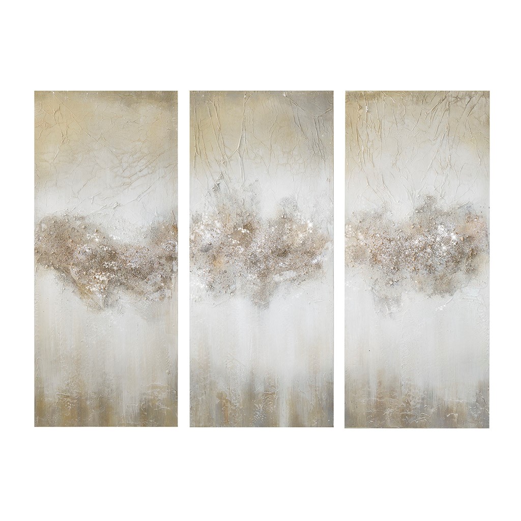Olliix Madison Park Taupe Luminous Heavily Embellished 3pc Canvas Wall Art ...