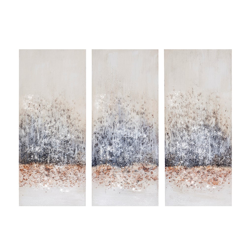 Olliix Madison Park Twilight Mystere Blush Grey Hand Embellished 3pc Canvas...