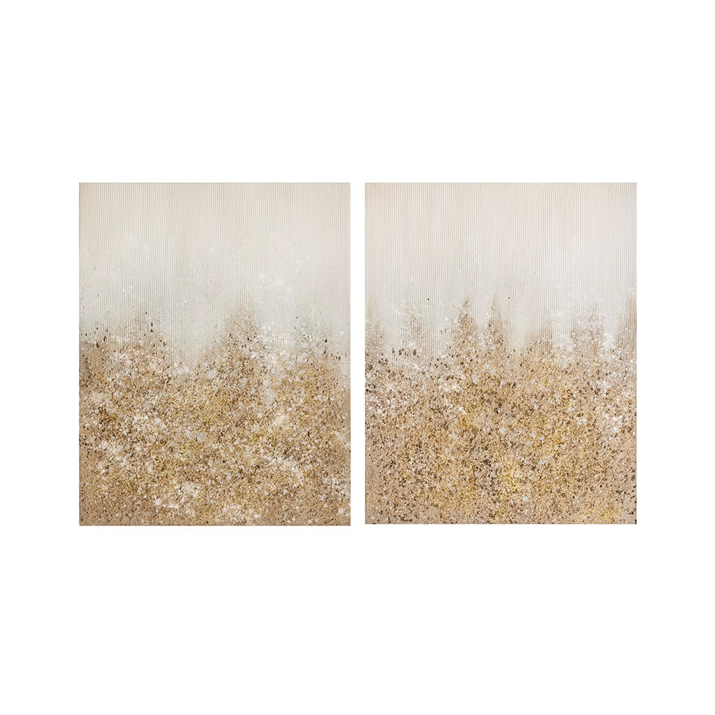 Olliix Madison Park Golden Glimmer Heavily Embellished 2pc Canvas Wall Art ...