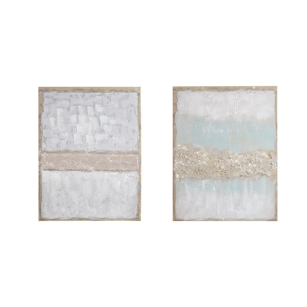 Olliix Madison Park Radiant Flatland Hand Embellished Glitter 2pc Canvas Wa...
