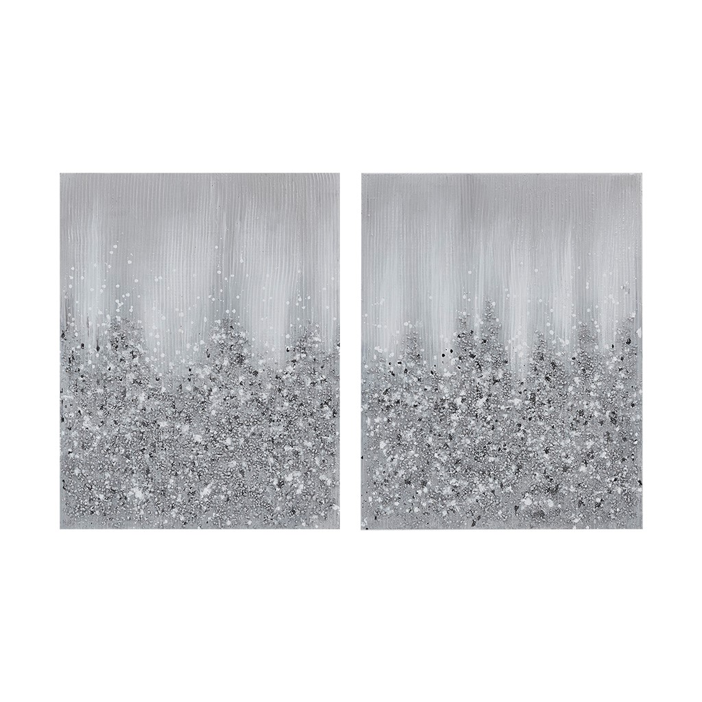Olliix Madison Park Silver Glimmer Heavily Embellished 2pc Canvas Wall Art ...
