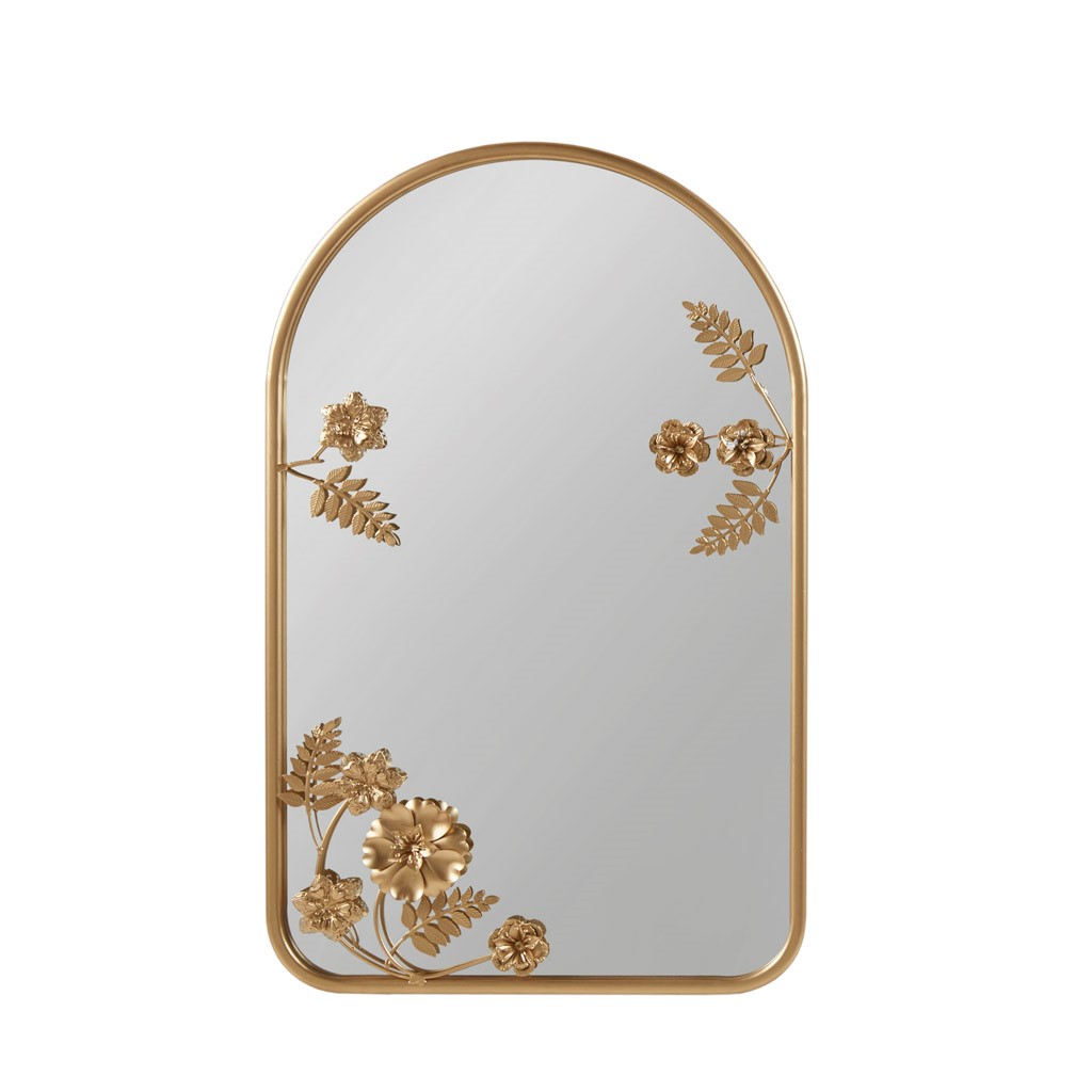 Olliix Madison Park Adaline Gold Arched Metal Floral Wall Mirror